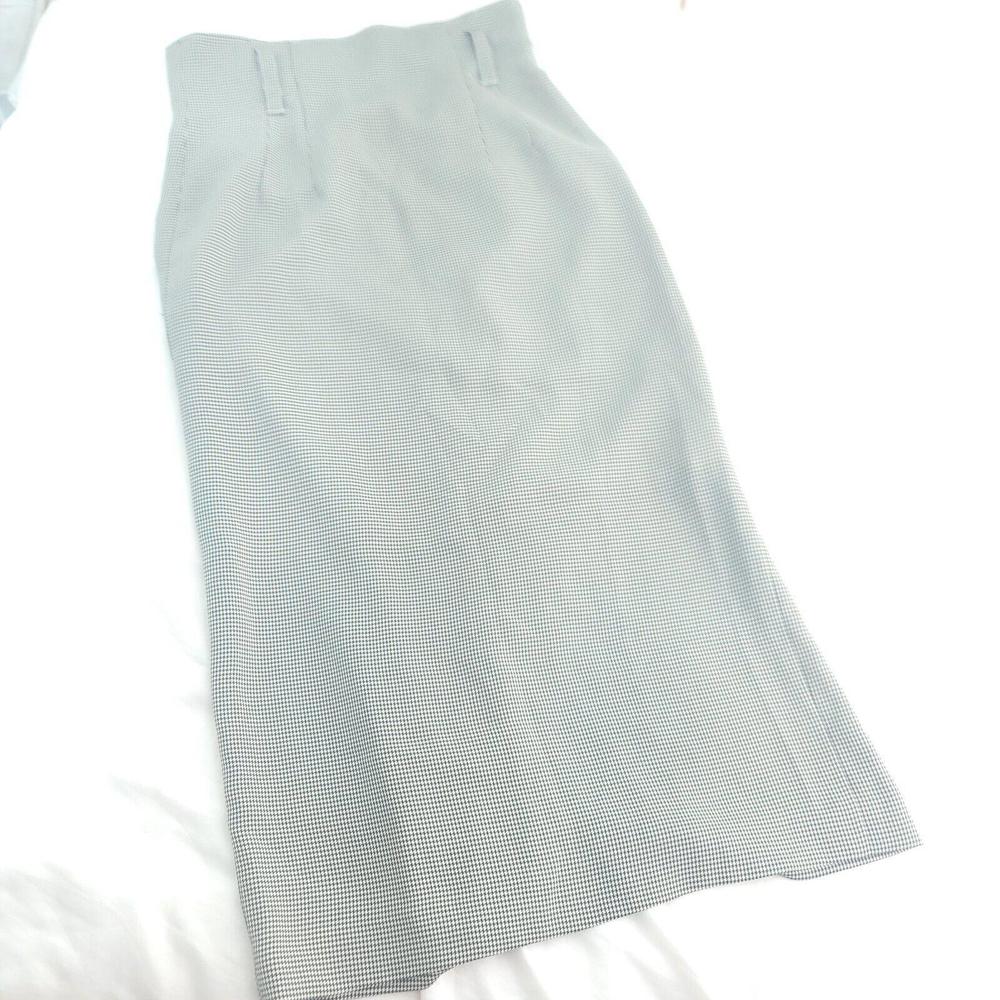 Sepia Black Cream Herringbone Midi High Waisted Pencil Skirt Size 2